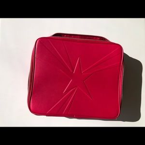 Lancome Pink Train Case Makeup Cosmetic Bag - 12” x 10”x 3"H